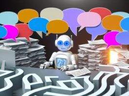 Chat GPT me genera contenido pero tengo dificultades para solicitar la adaptación del contenido para diferentes audiencias Robot GPT3 en escritorio caótico chat lenguajes y laberintos